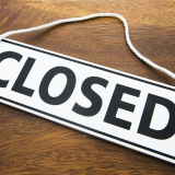 Shop Closed Sign On Wooden Background