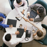 High angle view of business executives in a meeting
